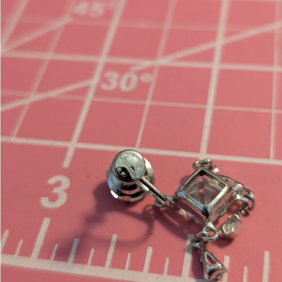 Vintage/Antique Dorsons 12K GF Silver Tone Crystal Dangle Screw Back Earrings - Picture 5 of 6